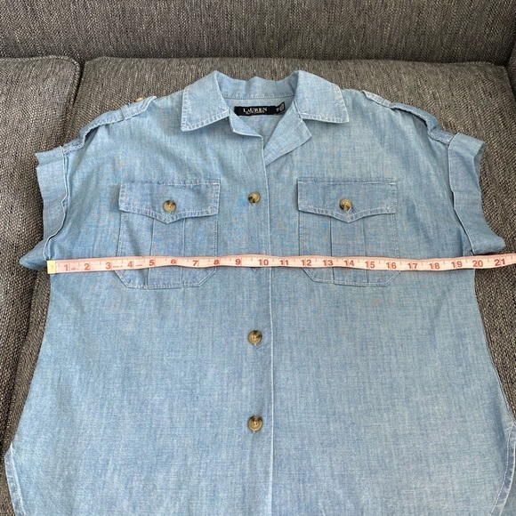 Ralph Lauren Denim Collared Button Down Blue Shirt Petite Small PS - Picture 8 of 9